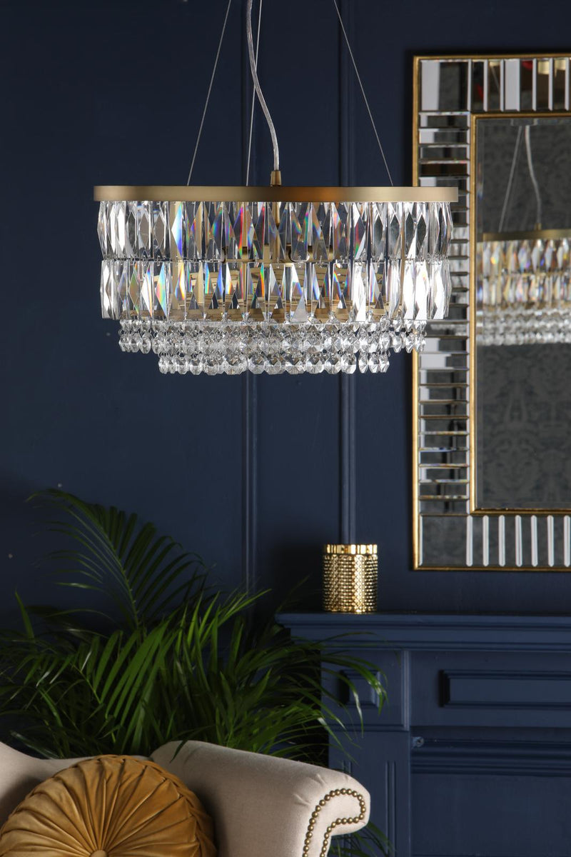 Laura Ashley Rhosill 4 Light Pendant Crystal and Matt Antique Brass • LA3756207-Q