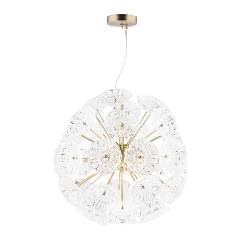 Laura Ashley Elwick 6 Light Pendant Textured Glass & Antique Brass  • LA3756208-Q