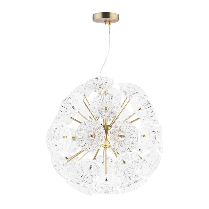 Laura Ashley Elwick 6 Light Pendant Textured Glass & Antique Brass  • LA3756208-Q