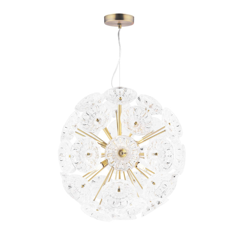 Laura Ashley Elwick 6 Light Pendant Textured Glass & Antique Brass  • LA3756208-Q
