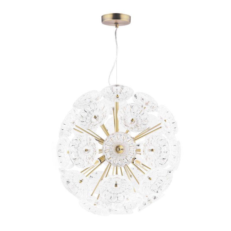 Laura Ashley Elwick 6 Light Pendant Textured Glass & Antique Brass  • LA3756208-Q