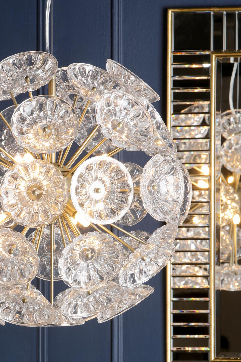 Laura Ashley Elwick 6 Light Pendant Textured Glass & Antique Brass  • LA3756208-Q