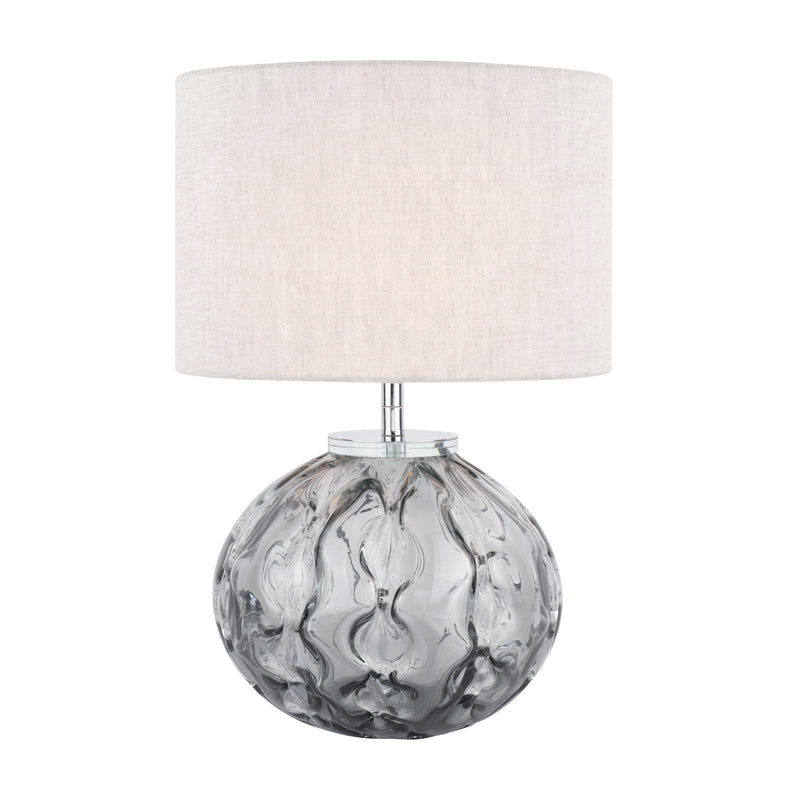 Laura Ashley Elderdale Table Lamp Smoked Glass & Polished Chrome With Shade • LA3756210-Q