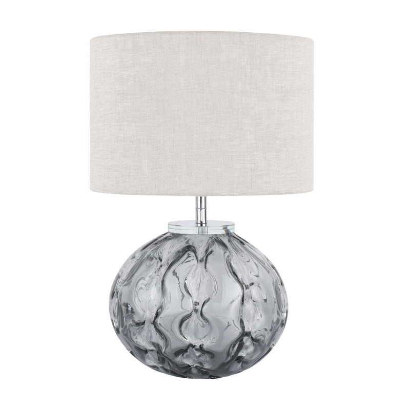 Laura Ashley Elderdale Table Lamp Smoked Glass & Polished Chrome With Shade • LA3756210-Q