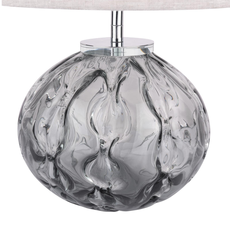 Laura Ashley Elderdale Table Lamp Smoked Glass & Polished Chrome With Shade • LA3756210-Q