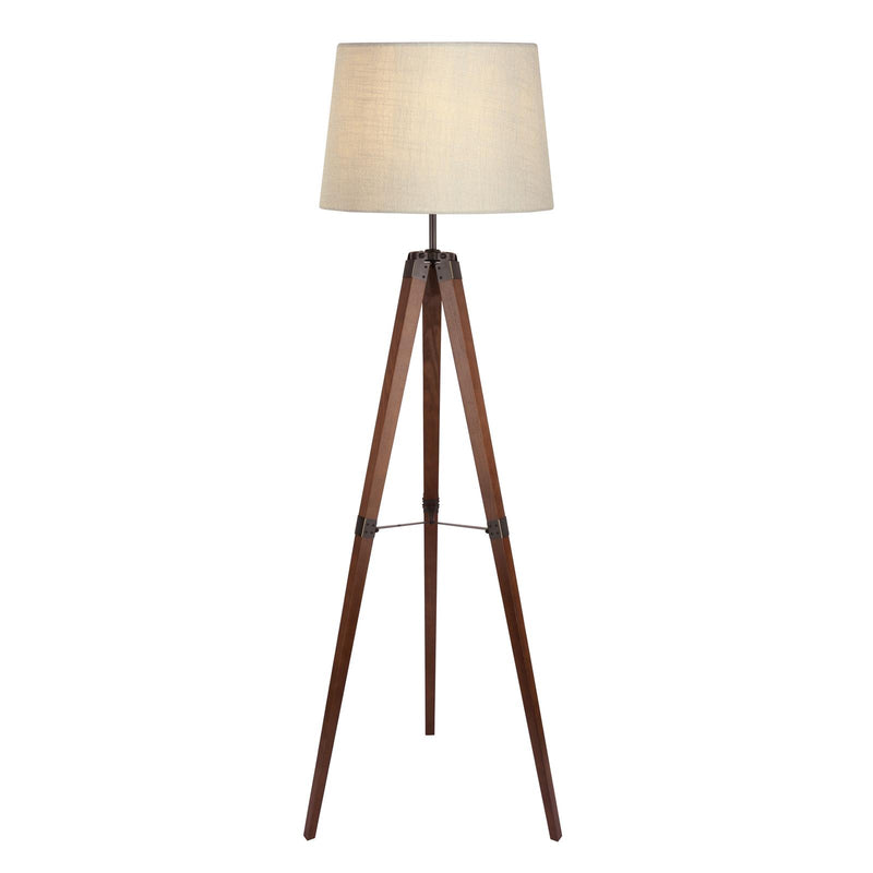 Laura Ashley Burdale Tripod Floor Lamp Dark Wood & Industrial Brass Base Only • LA3756218-Q