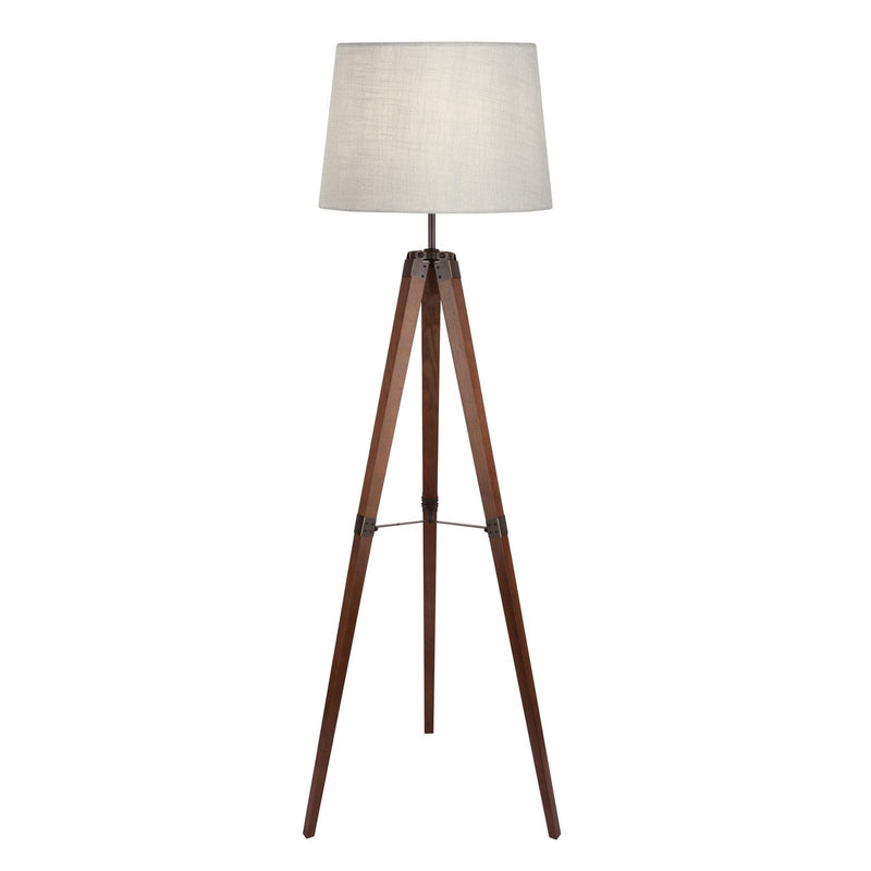 Laura Ashley Burdale Tripod Floor Lamp Dark Wood & Industrial Brass Base Only • LA3756218-Q