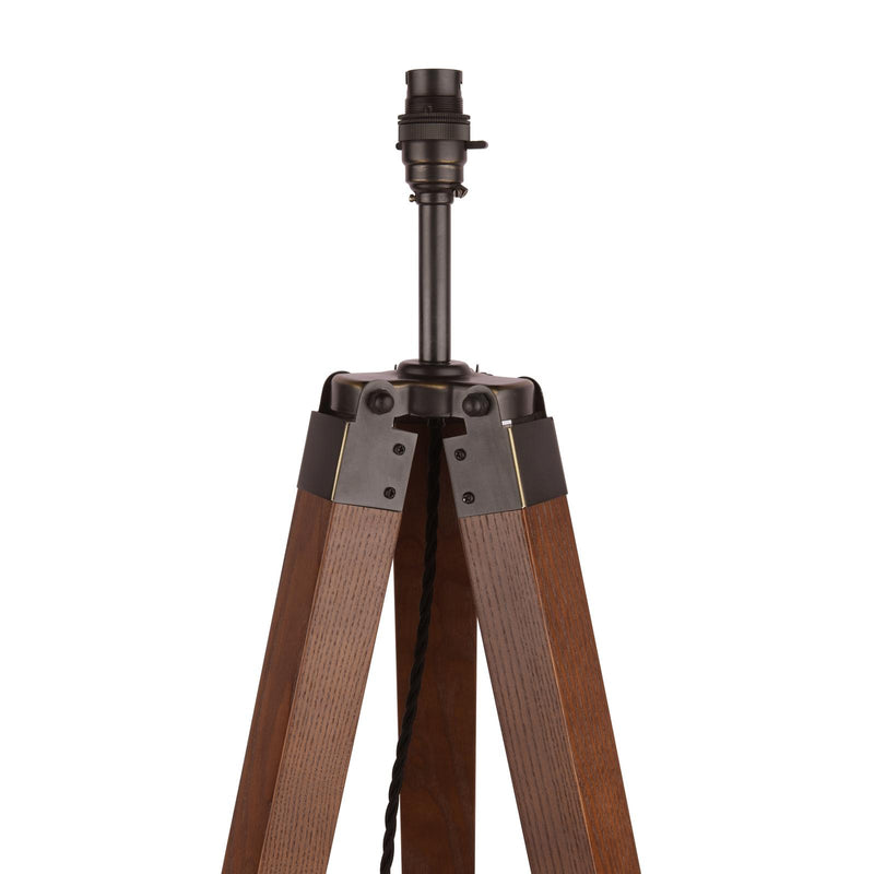 Laura Ashley Burdale Tripod Floor Lamp Dark Wood & Industrial Brass Base Only • LA3756218-Q