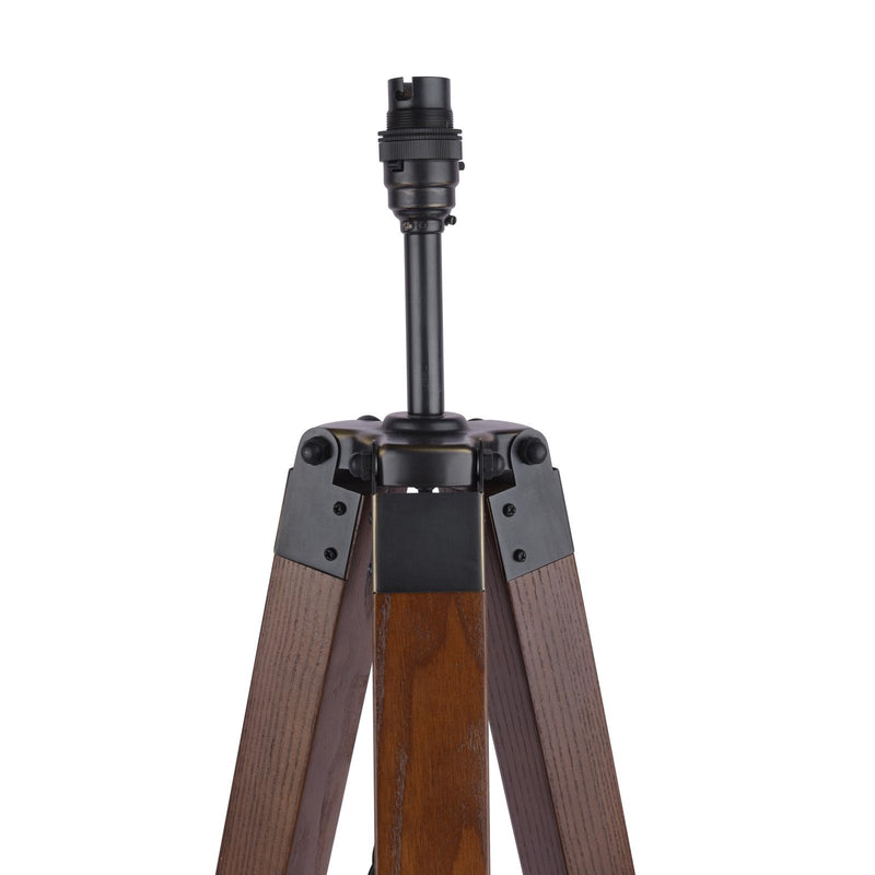 Laura Ashley Burdale Tripod Floor Lamp Dark Wood & Industrial Brass Base Only • LA3756218-Q