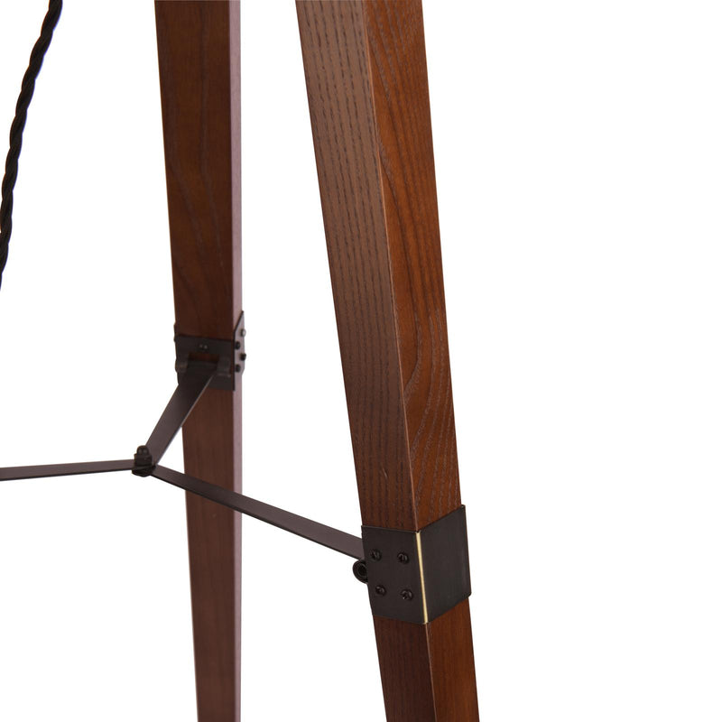 Laura Ashley Burdale Tripod Floor Lamp Dark Wood & Industrial Brass Base Only • LA3756218-Q