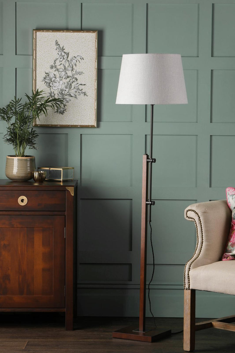 Laura Ashley Burdale Adjustable Floor Lamp Dark Wood & Industrial Brass Base Only • LA3756225-Q