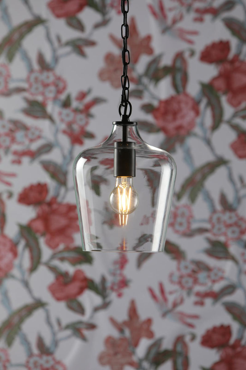 Laura Ashley Ockley Bottle Pendant Glass & Matt Black  • LA3756227-Q
