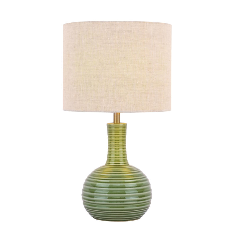 Laura Ashley Padley Table Lamp Green Ceramic & Antique Brass With Shade • LA3756231-Q