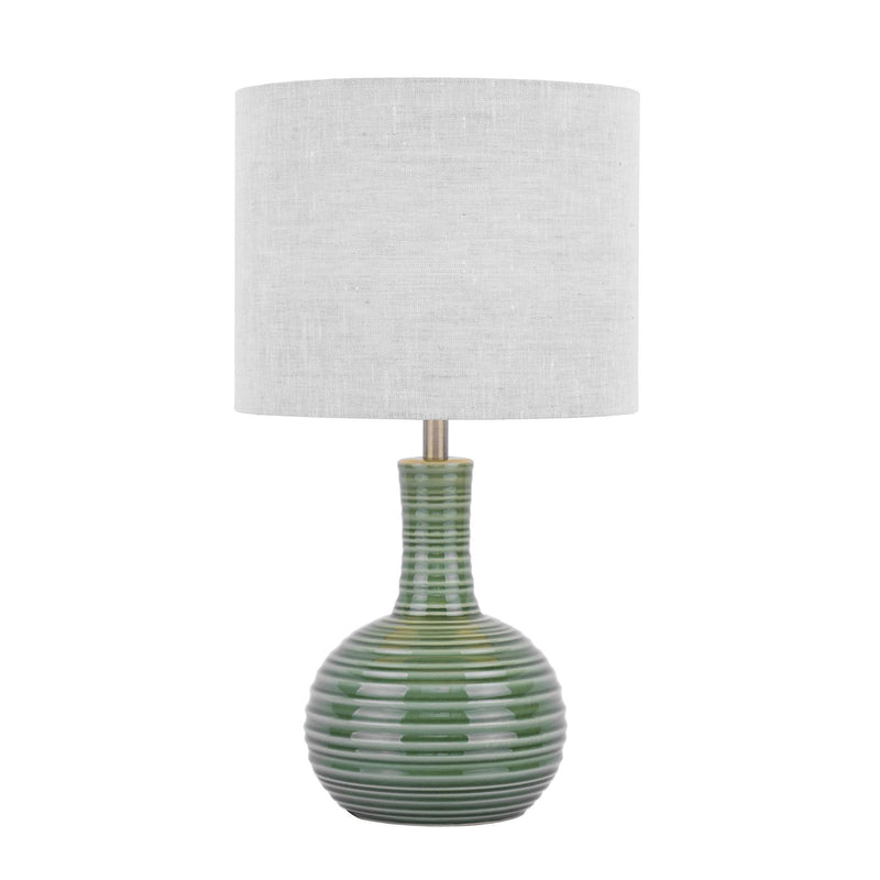 Laura Ashley Padley Table Lamp Green Ceramic & Antique Brass With Shade • LA3756231-Q