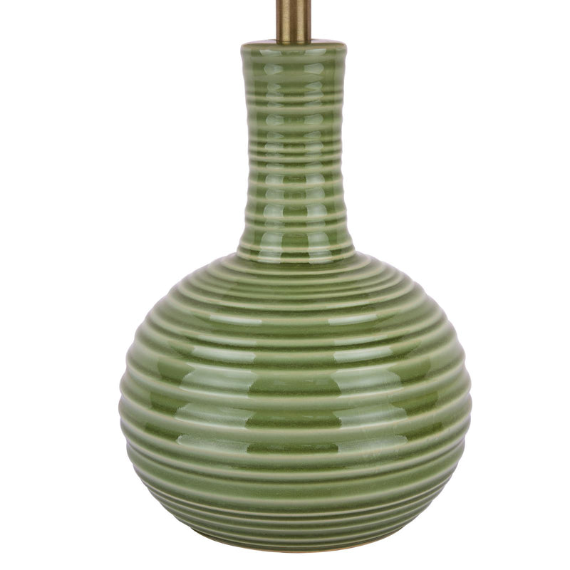 Laura Ashley Padley Table Lamp Green Ceramic & Antique Brass With Shade • LA3756231-Q