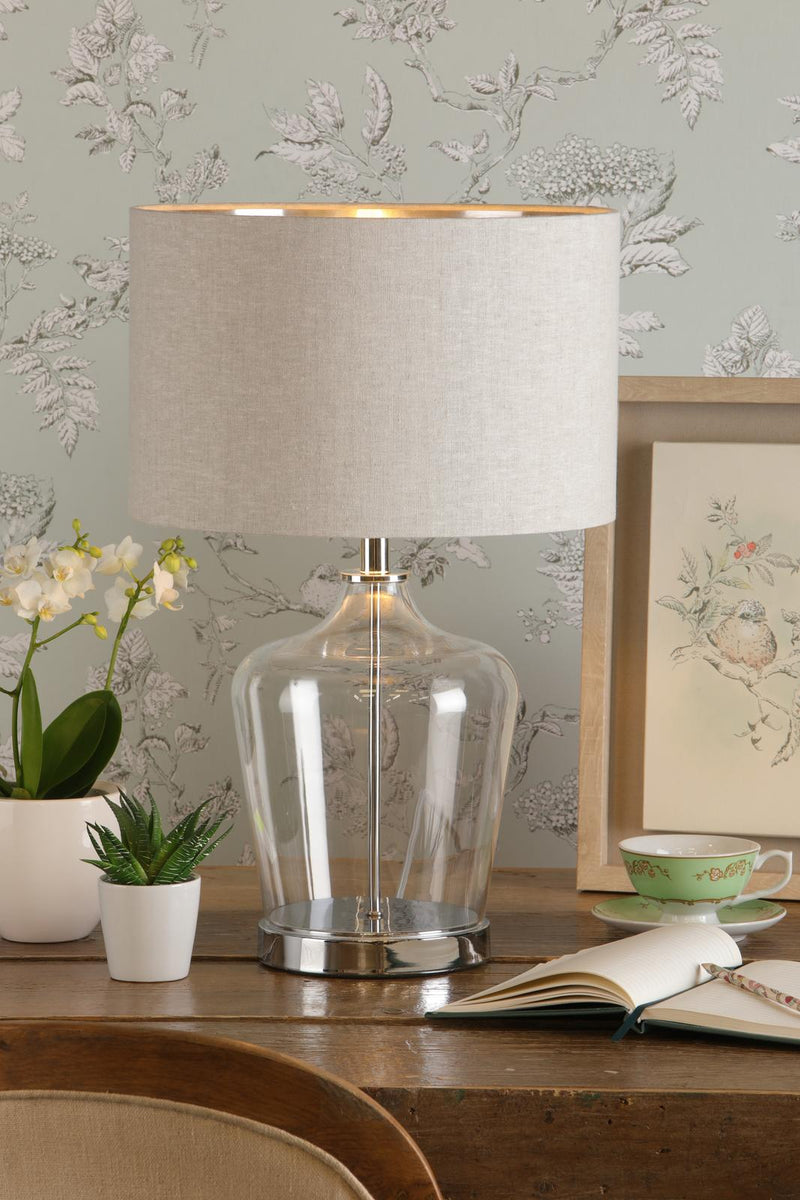 Laura Ashley Ockley Touch Table Lamp Polished Chrome & Glass With Shade • LA3756233-Q
