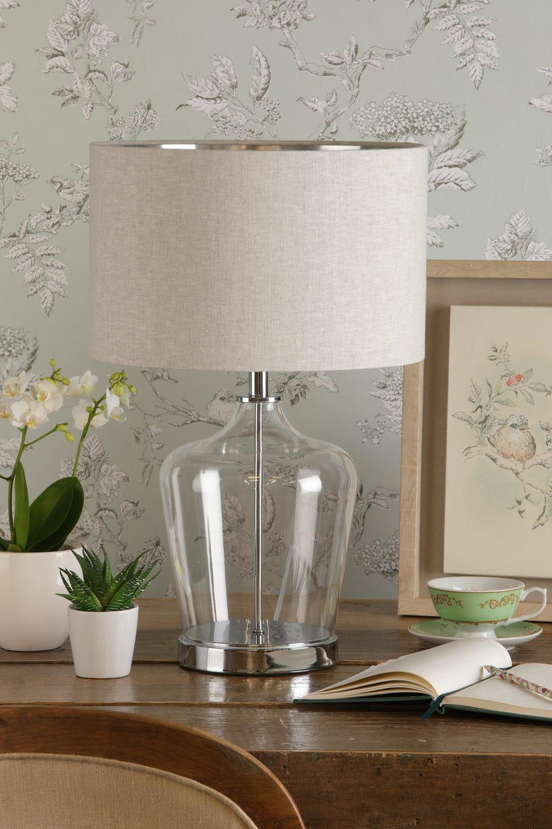 Laura Ashley Ockley Touch Table Lamp Polished Chrome & Glass With Shade • LA3756233-Q