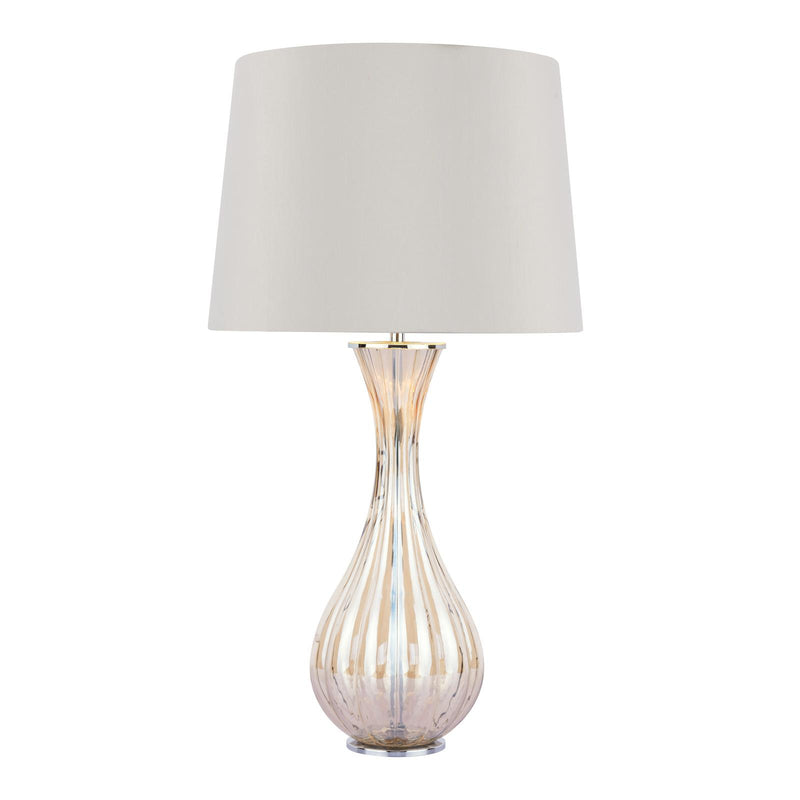 Laura Ashley Nevern Table Lamp Champagne Glass & Polished Chrome With Shade • LA3756239-Q
