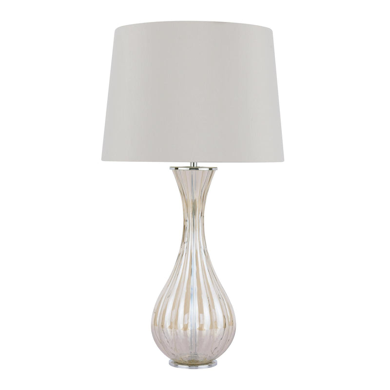 Laura Ashley Nevern Table Lamp Champagne Glass & Polished Chrome With Shade • LA3756239-Q