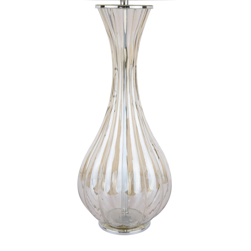 Laura Ashley Nevern Table Lamp Champagne Glass & Polished Chrome With Shade • LA3756239-Q