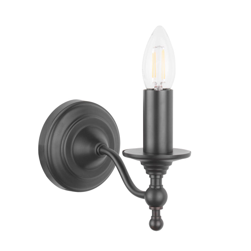 Laura Ashley Ludchurch Single Wall Light Industrial Black Bracket Only • LA3756243-Q