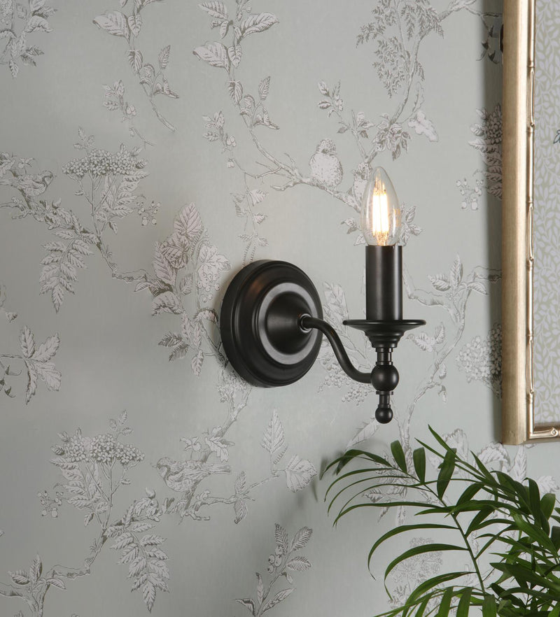 Laura Ashley Ludchurch Single Wall Light Industrial Black Bracket Only • LA3756243-Q