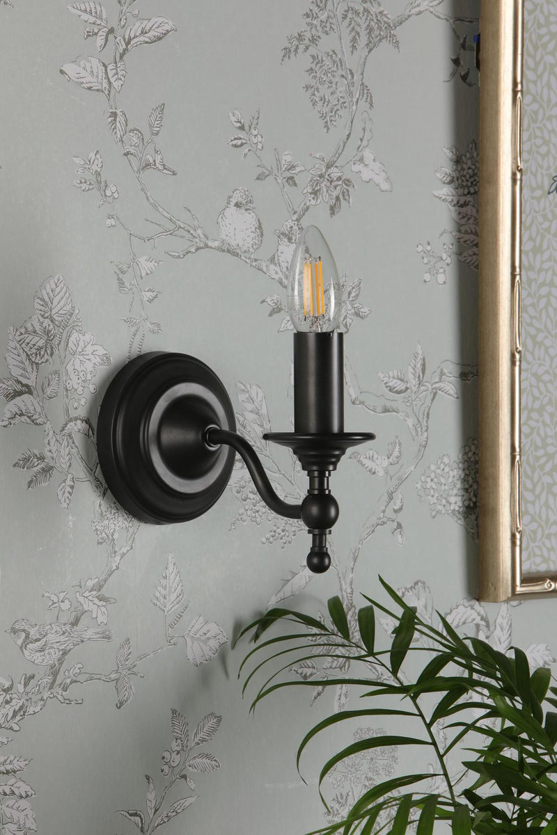 Laura Ashley Ludchurch Single Wall Light Industrial Black Bracket Only • LA3756243-Q