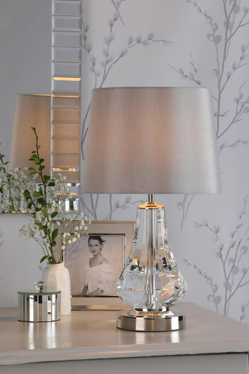 Laura Ashley Humby Touch Table Lamp Crystal & Polished Nickel With Shade • LA3756244-Q
