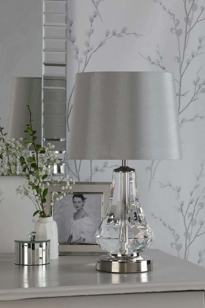 Laura Ashley Humby Touch Table Lamp Crystal & Polished Nickel With Shade • LA3756244-Q