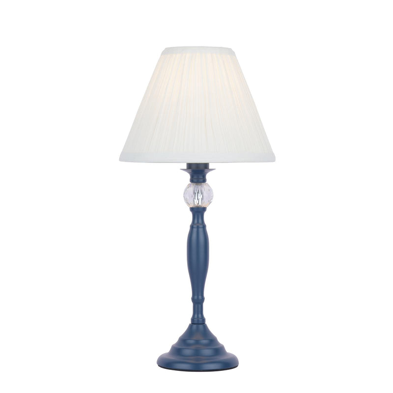 Laura Ashley Ellis Table Lamp Matt Blue & Crystal With Shade • LA3756268-Q
