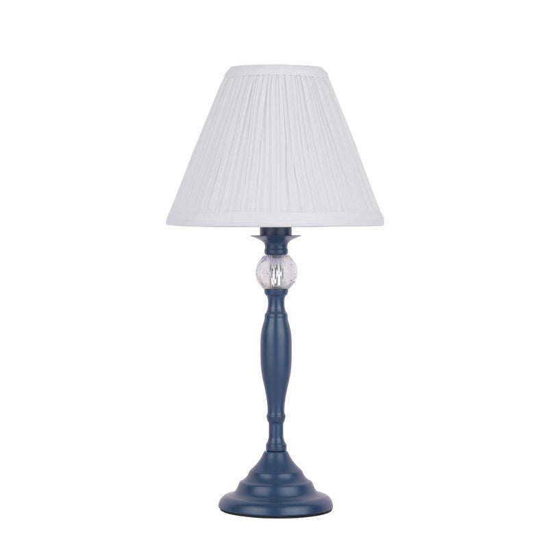 Laura Ashley Ellis Table Lamp Matt Blue & Crystal With Shade • LA3756268-Q