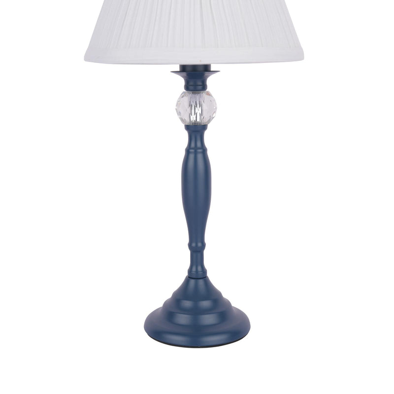 Laura Ashley Ellis Table Lamp Matt Blue & Crystal With Shade • LA3756268-Q