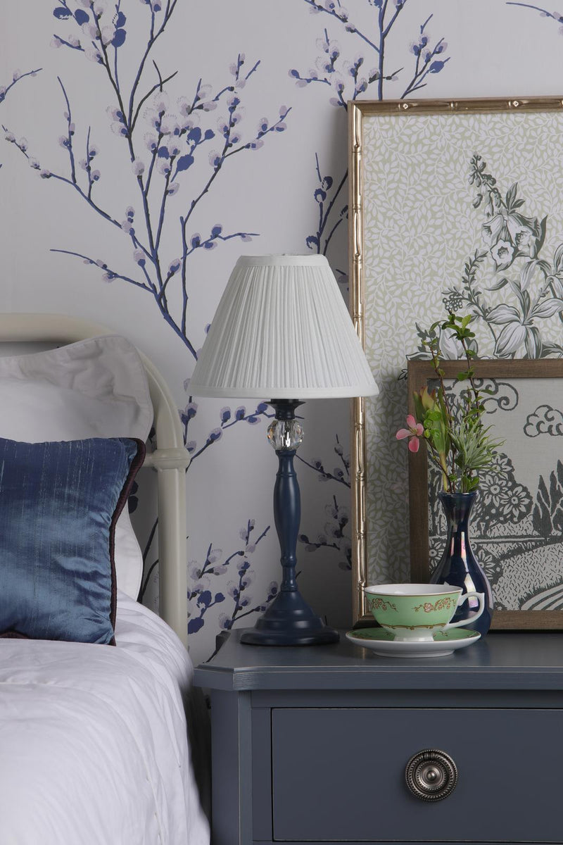 Laura Ashley Ellis Table Lamp Matt Blue & Crystal With Shade • LA3756268-Q