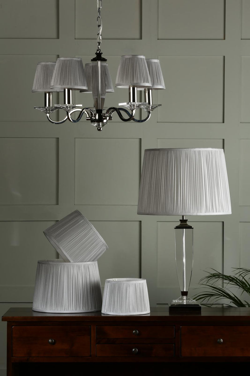 Laura Ashley Hemsley Pleated Silk Empire Drum Shade Silver 35cm/14 Inch • LA3756305-Q