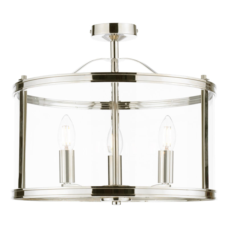 Laura Ashley Harrington 3 Light Semi-Flush Polished Nickel and Glass • LA3756310-Q
