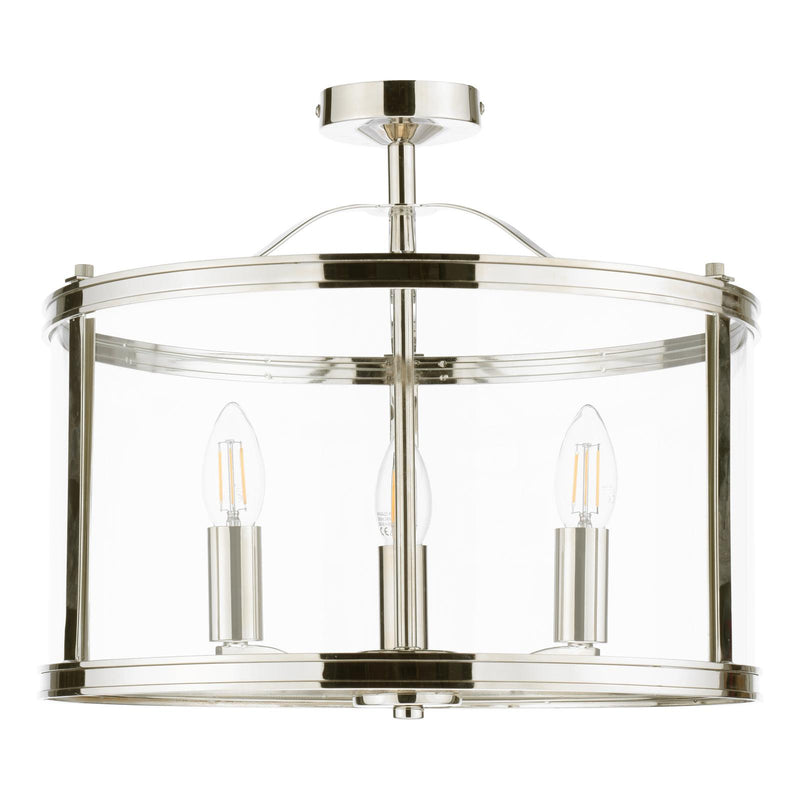 Laura Ashley Harrington 3 Light Semi-Flush Polished Nickel and Glass • LA3756310-Q