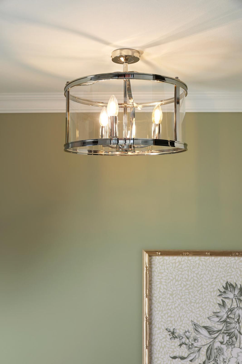 Laura Ashley Harrington 3 Light Semi-Flush Polished Nickel and Glass • LA3756310-Q