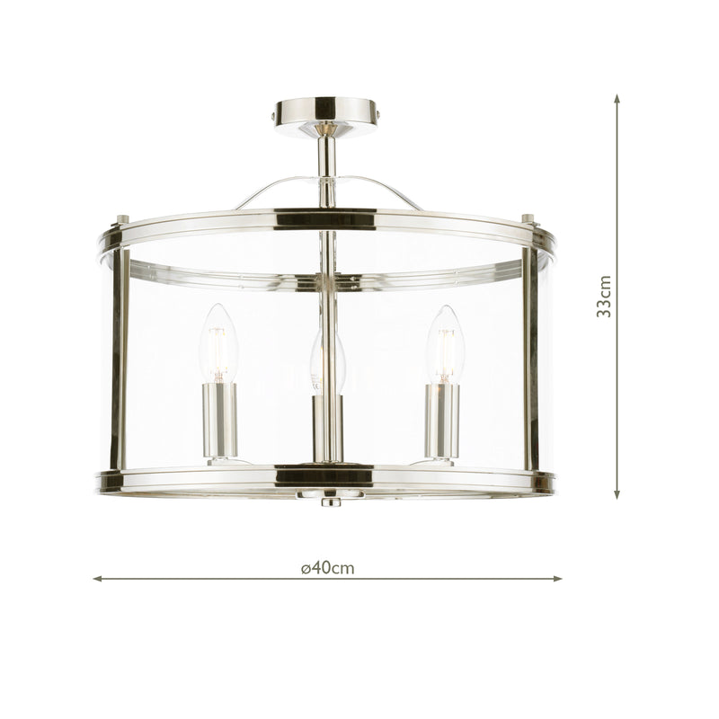 Laura Ashley Harrington 3 Light Semi-Flush Polished Nickel and Glass • LA3756310-Q