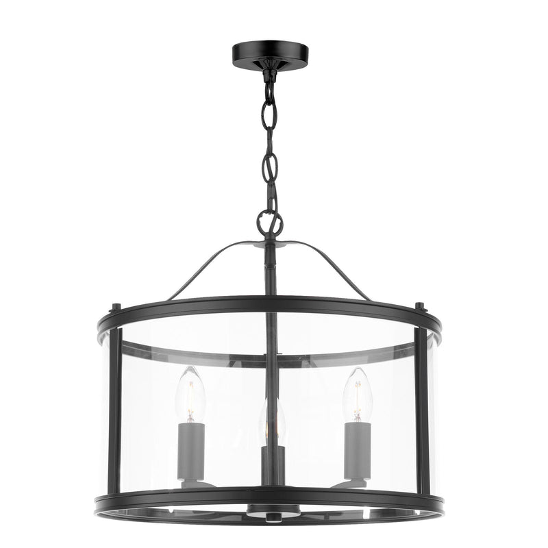 Laura Ashley Harrington 3 Light Pendant Matt Black and Glass • LA3756311-Q