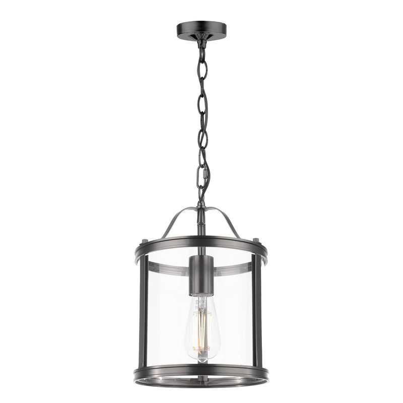 Laura Ashley Harrington Pendant Matt Black and Glass • LA3756314-Q