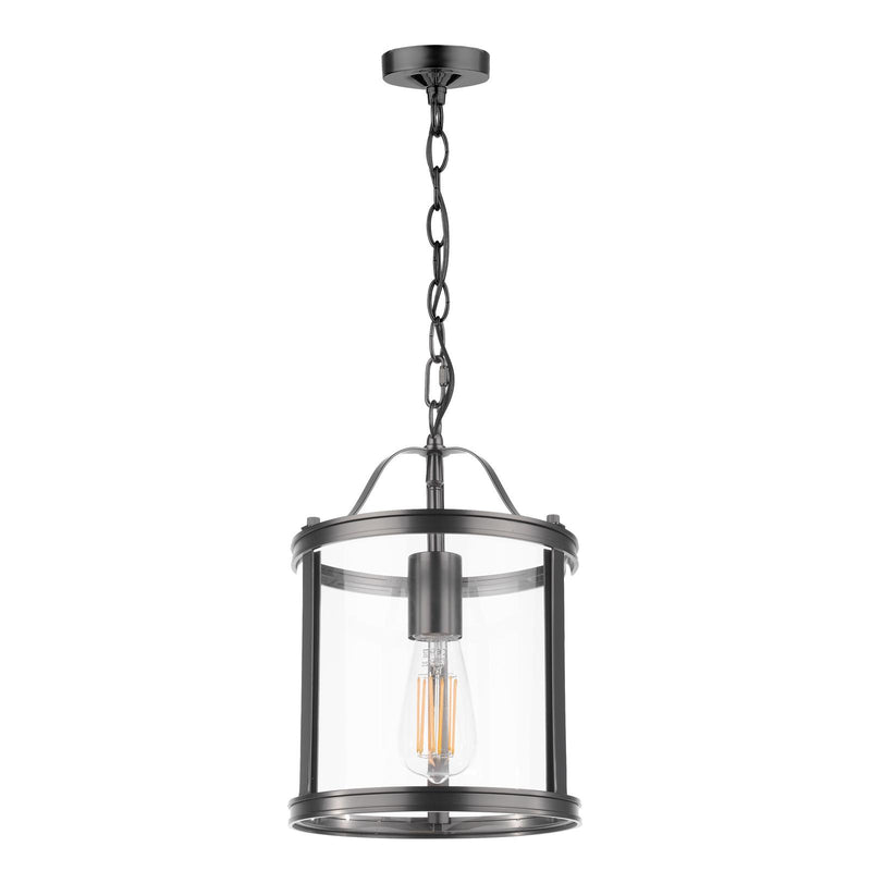 Laura Ashley Harrington Pendant Matt Black and Glass • LA3756314-Q