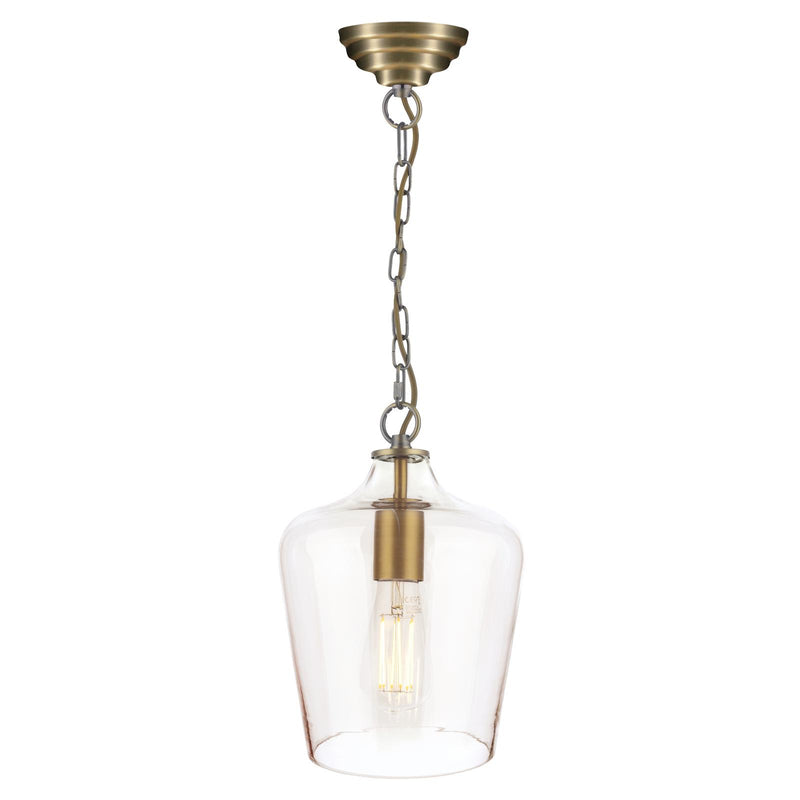 Laura Ashley Ockley Pendant Antique Brass and Champagne Glass • LA3756317-Q