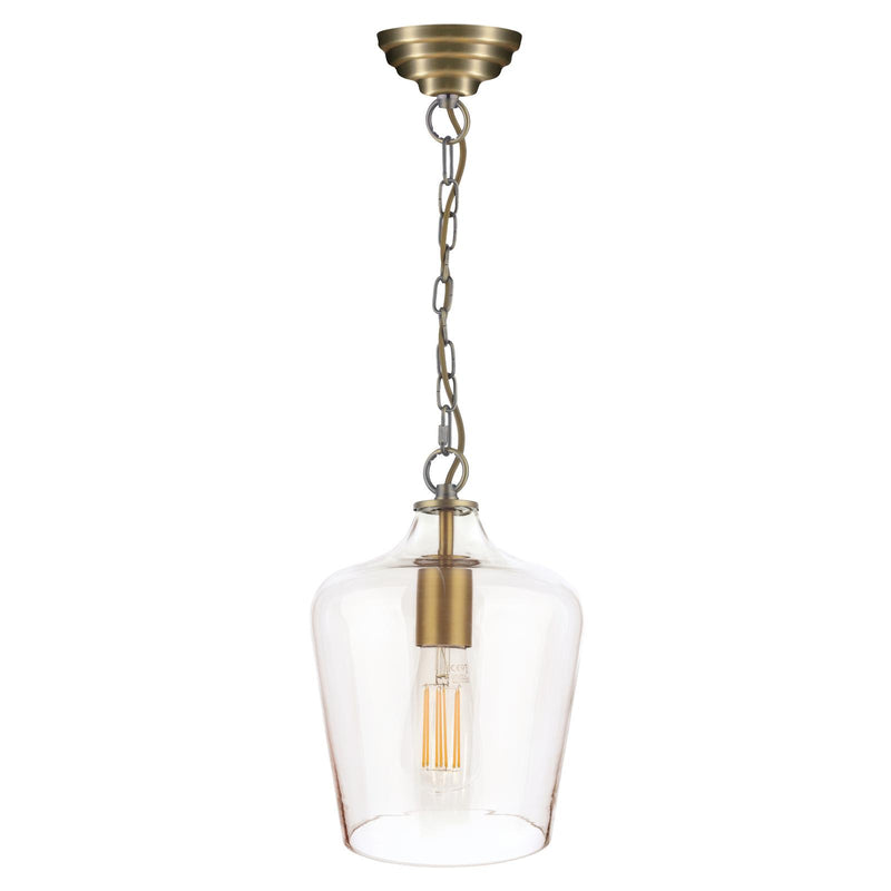 Laura Ashley Ockley Pendant Antique Brass and Champagne Glass • LA3756317-Q
