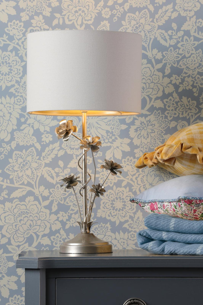 Laura Ashley Lyndale Table Lamp Distressed Silver Leaf With Shade • LA3756319-Q