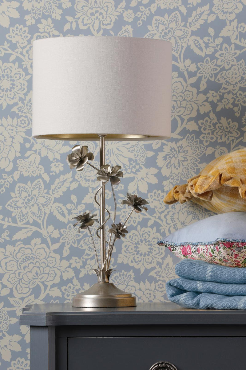Laura Ashley Lyndale Table Lamp Distressed Silver Leaf With Shade • LA3756319-Q