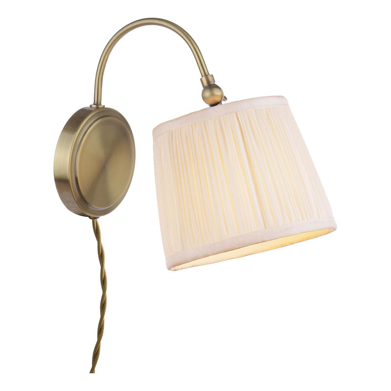 Laura Ashley Hemsley Plugged Wall Light Antique Brass With Shade • LA3756321-Q
