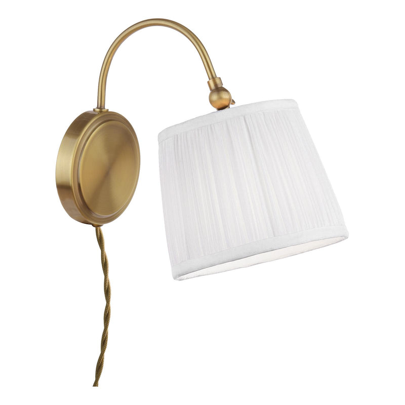 Laura Ashley Hemsley Plugged Wall Light Antique Brass With Shade • LA3756321-Q
