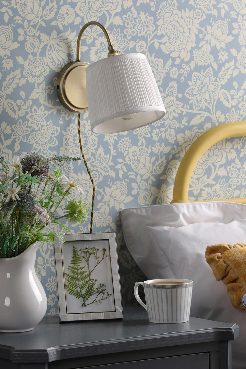 Laura Ashley Hemsley Plugged Wall Light Antique Brass With Shade • LA3756321-Q