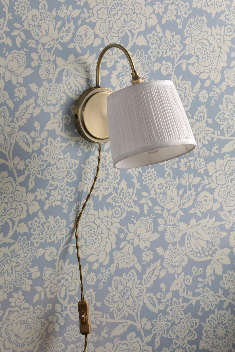 Laura Ashley Hemsley Plugged Wall Light Antique Brass With Shade • LA3756321-Q