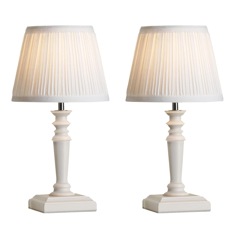 Laura Ashley Tate Twin Pack Table Lamp Distressed Wood With Shade • LA3756329-Q